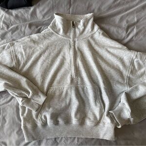 American Eagle Outfitters Light Gray Half-Zip Sweater
